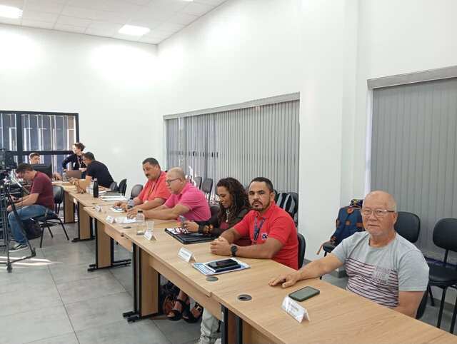 Diretoria do Sindicato durante reunião da Campanha Salarial 2026